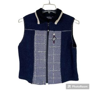 K.D. Spring fleece patchwork embellished collared vest